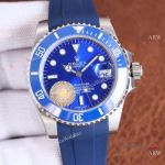 Swiss Quality Rolex Submariner Date Watch Citizen 8215 Blue Oysterflex Rubber Band